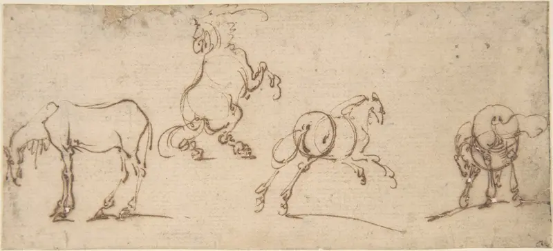 Four Studies of Horses Wall Art by Jacques Callot - High-Resolution Digital Print