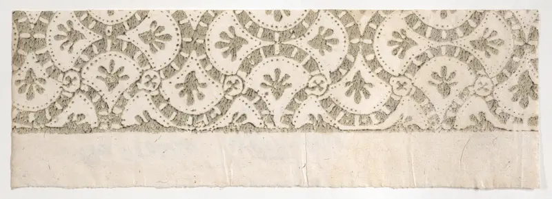 Fragment of a sheet with green curved shapes Wall Art by Anonymous - High-Resolution Digital Print