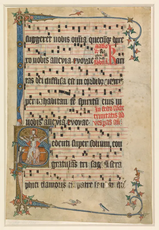 Fragment van een antiphonarium: initiaal S met Drieëenheid Wall Art by anonymous - High-Resolution Digital Print