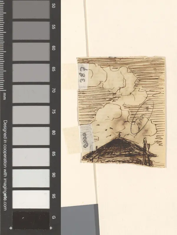 Fragment van een landschap met hooiberg Wall Art by Johannes Tavenraat - High-Resolution Digital Print