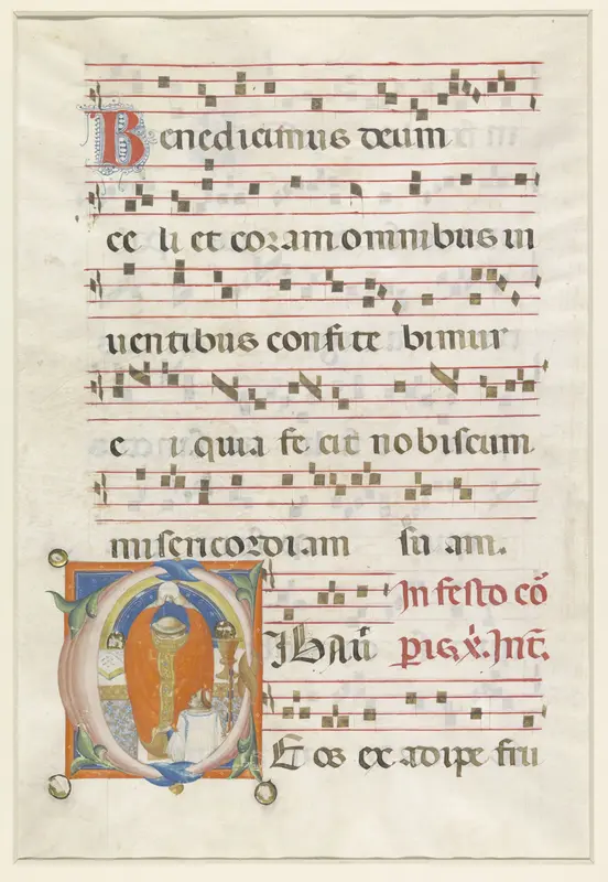 Fragment van een missaal: initiaal O met het celebreren van de mis Wall Art by Lippo Vanni - High-Resolution Digital Print