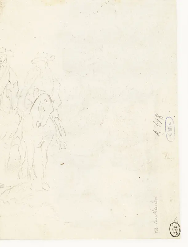 Fragment van een schets van twee ruiters Wall Art by Adam Frans van der Meulen - High-Resolution Digital Print