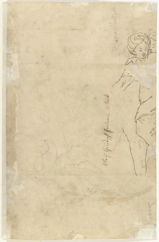 Fragment van een staande jonge vrouw die omhelsd wordt Wall Art by anonymous - High-Resolution Digital Print