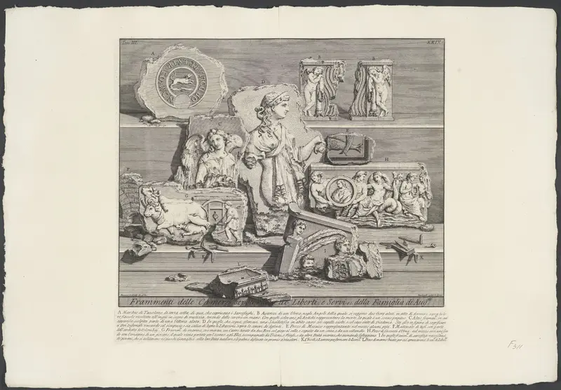 Fragmenten uit de graftombe van de vrijgelatenen en slaafgemaakten van de familie van Augustus Wall Art by Unknown - High-Resolution Digital Print