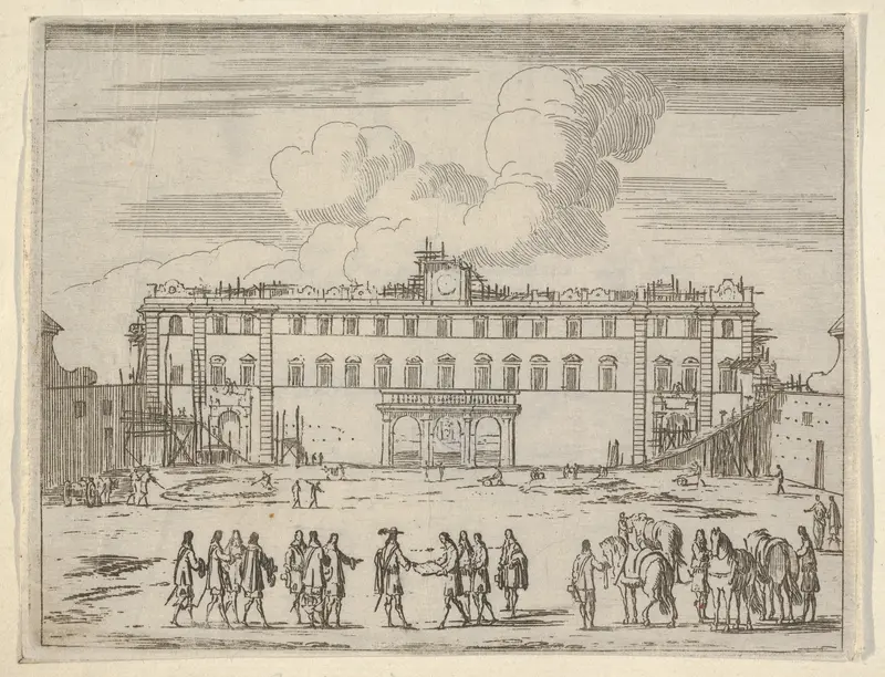 Francesco I d'Este Builds the Palazzo di Sassuolo, from "L'Idea di un Principe ed Eroe Cristiano in Francesco I d'Este, di Modena e Reggio Duca VIII [...]" Wall Art by Bartolomeo Fenice (Fénis) - High-Resolution Digital Print