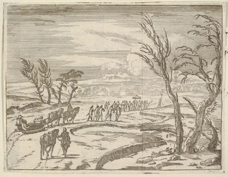 Francesco I d'Este, Despite his Discomfort, Displays his Piety While Traveling in the Snow and Ice to Receive the Holy Sacrament, from "L'Idea di un Principe ed Eroe Cristiano in Francesco I d'Este, di Modena e Reggio Duca VIII [...]" Wall Art by Bartolomeo Fenice (Fénis) - High-Resolution Digital Print
