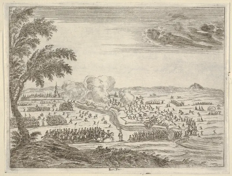 Francesco I d'Este Sets Out for the Seige of Cremona, Crosses the Trench Between Himself and the Spanish, and Takes the City with Great Force, from "L'Idea di un Principe ed Eroe Cristiano in Francesco I d'Este, di Modena e Reggio Duca VIII [...]" Wall Art by Bartolomeo Fenice (Fénis) - High-Resolution Digital Print