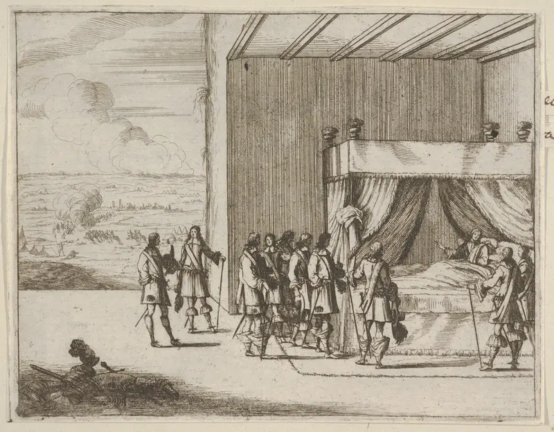 Francesco I d'Este, Wounded in Battle, Continues to Orchestrate the Seige of Pavia, from L'Idea di un Principe ed Eroe Cristiano in Francesco I d'Este, di Modena e Reggio Duca VIII [...] Wall Art by Bartolomeo Fenice (Fénis) - High-Resolution Digital Print