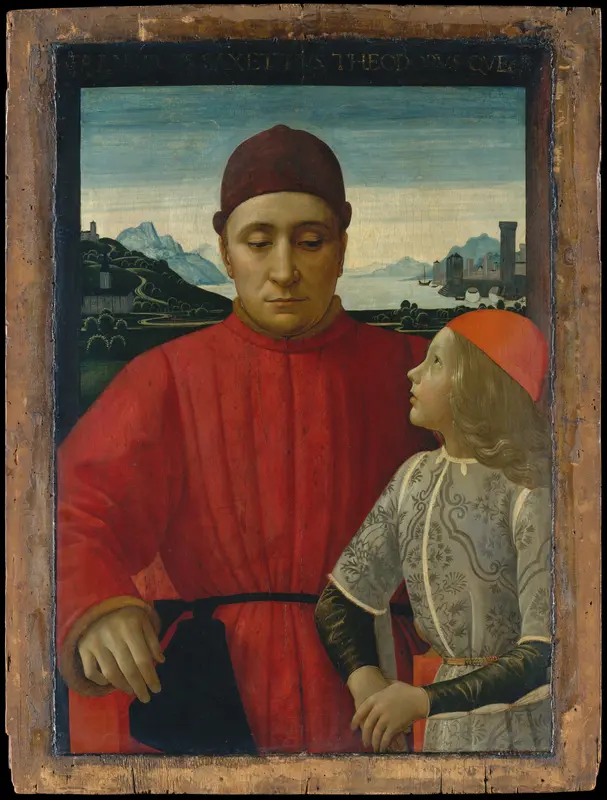 Francesco Sassetti (1421–1490) and His Son Teodoro Wall Art by Domenico Ghirlandaio (Domenico Bigordi) - High-Resolution Digital Print