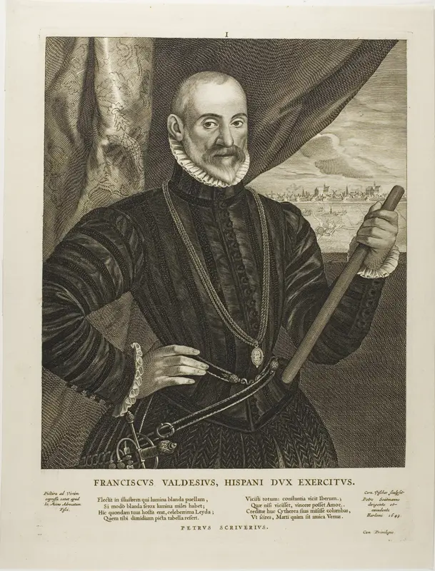 Francisco Valdes, Spanish commander, plate 1 from Quatuor Personae Wall Art by Cornelis Visscher - High-Resolution Digital Print