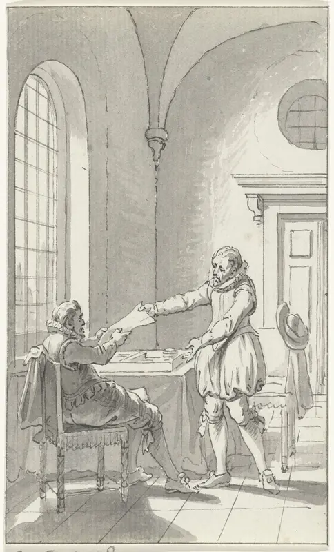 Frank van Borsselen ontvangt zijn doodvonnis terwijl hij trictrac speelt, 1433 Wall Art by Jacobus Buys - High-Resolution Digital Print