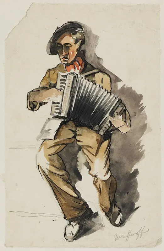 Franse accordeonist Wall Art by Wim van Hooff - High-Resolution Digital Print