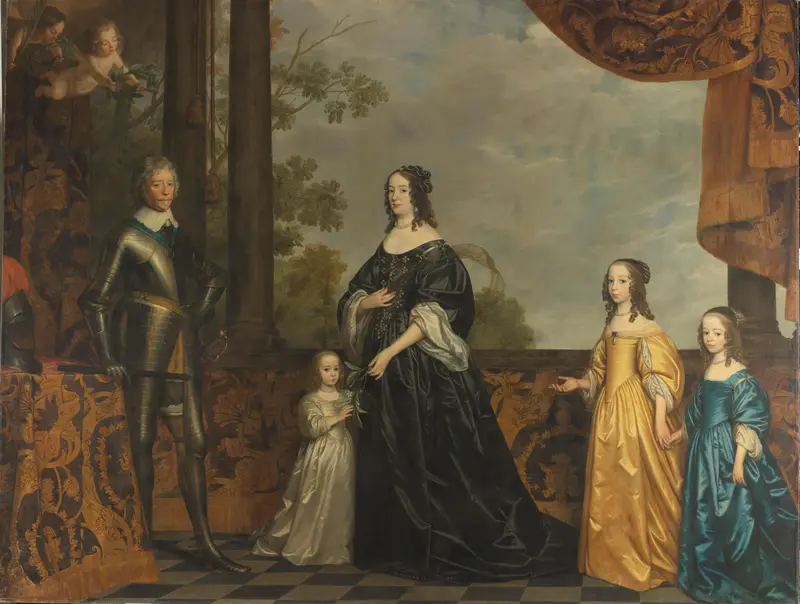 Frederick Henry, his Consort Amalia of Solms, and their Three Youngest Daughters Wall Art by Gerard van Honthorst - High-Resolution Digital Print