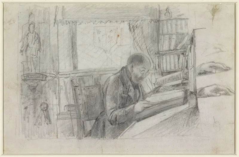 Frederik Verachter aan zijn bureau in het archief Wall Art by Philippus Jacobus van Bree - High-Resolution Digital Print