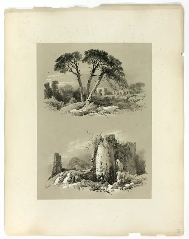 Frejus and Pennard Castle, from Picturesque Selections Wall Art by James Duffield Harding - High-Resolution Digital Print