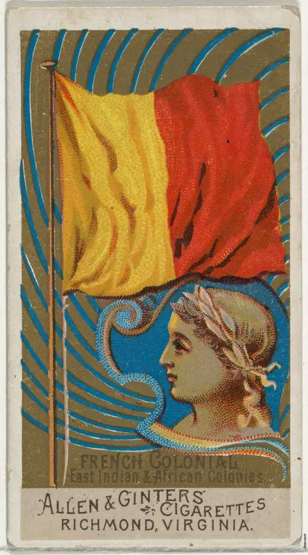 French Colonial East Indian and African Colonies, from Flags of All Nations, Series 2 (N10) for Allen & Ginter Cigarettes Brands Wall Art by Allen & Ginter - High-Resolution Digital Print