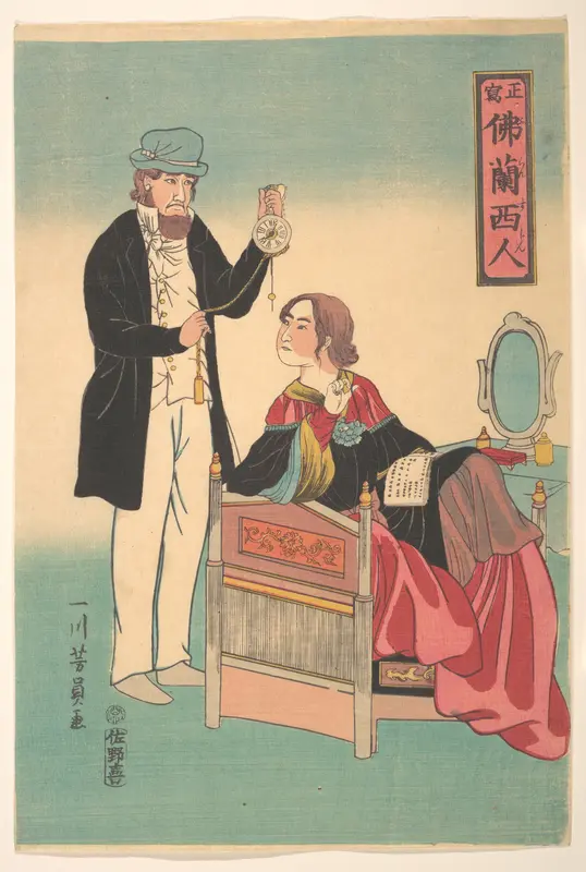 French Couple Wall Art by Utagawa Yoshikazu - High-Resolution Digital Print