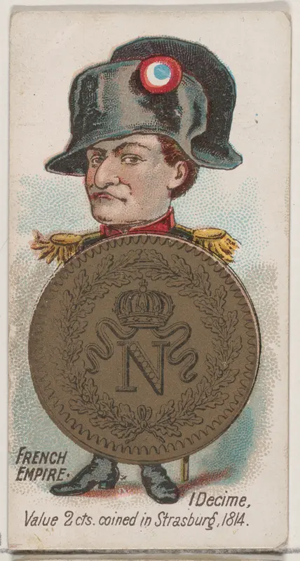 French Empire, 1 Decime, from the series Coins of All Nations (N72, variation 1) for Duke brand cigarettes Wall Art by W. Duke, Sons & Co. - High-Resolution Digital Print