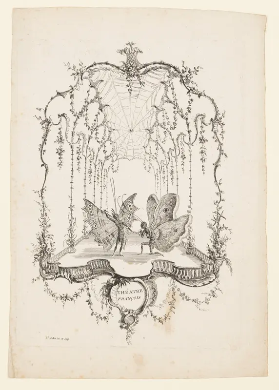 French Theatre (Théatre Français), from Essai de Papilloneries Humaines par Saint Aubin Wall Art by Charles Germain de Saint-Aubin - High-Resolution Digital Print