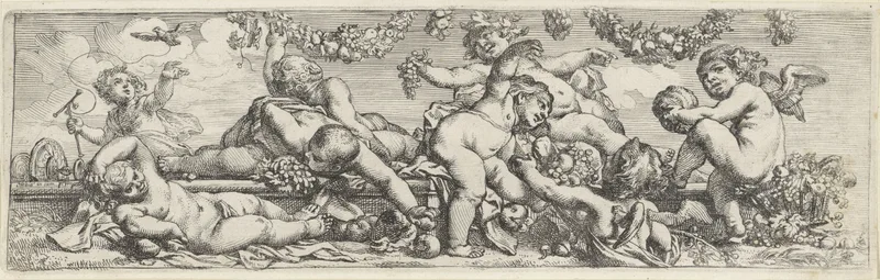 Fries met acht spelende kinderen en putti Wall Art by Unknown artist - High-Resolution Digital Print