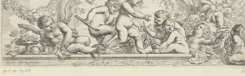 Fries met spelende kinderen en een putto Wall Art by Unknown artist - High-Resolution Digital Print
