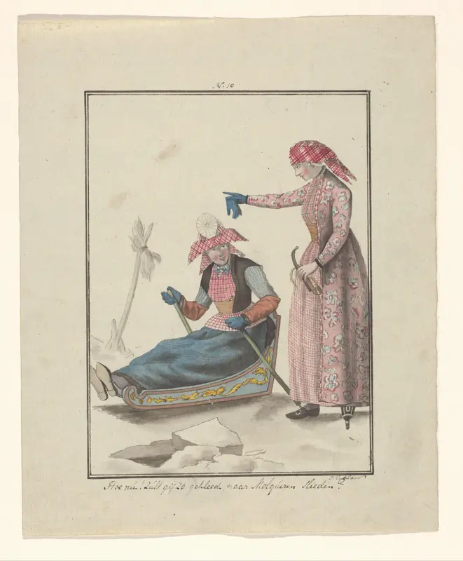 Friese vrouwen op het ijs Wall Art by Unknown - High-Resolution Digital Print