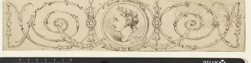 Friesvormig ornament met medaillon van kop van een vrouw Wall Art by Johannes van Dregt - High-Resolution Digital Print