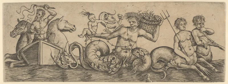 Frieze with Neptune and Tritons Wall Art by Girolamo Mocetto - High-Resolution Digital Print