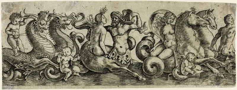 Frieze with Tritons and Nymphs Wall Art by Girolamo Mocetto - High-Resolution Digital Print