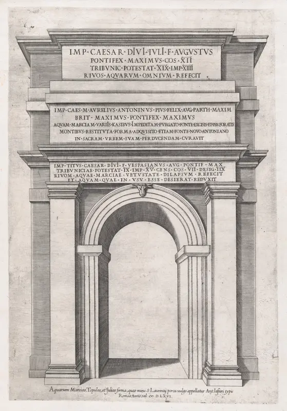 Front view of St. Lawrence Gateway, Rome, from "Speculum Romanae Magnificentiae" Wall Art by Anonymous - High-Resolution Digital Print