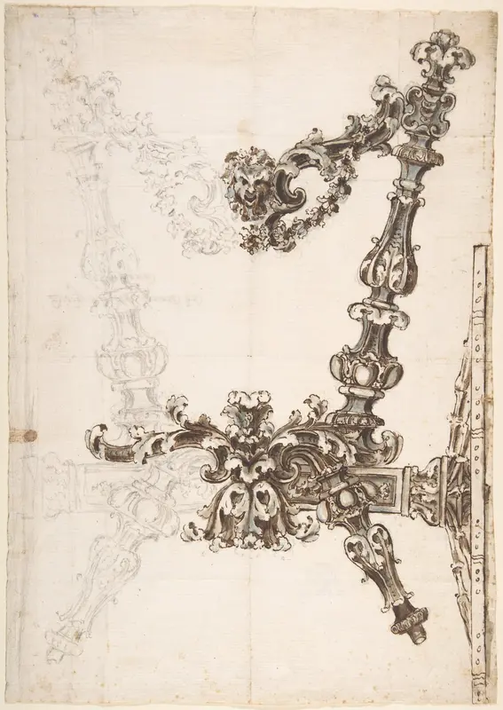 Frontal View of the Main Carved Wooden Structure of a Carriage Wall Art by Anonymous, Italian, late 17th to early 18th century - High-Resolution Digital Print