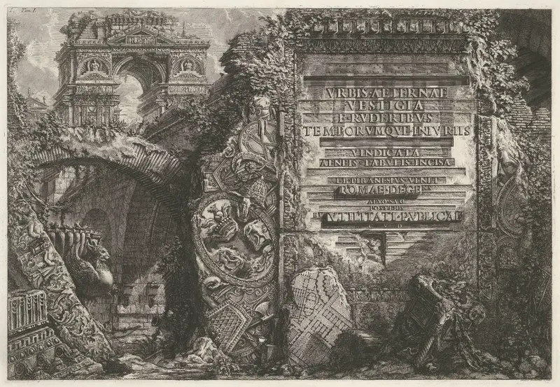 Frontispice met antieke ruïnes en een triomfboog Wall Art by Unknown - High-Resolution Digital Print