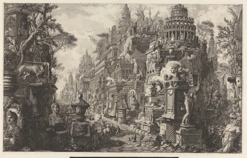 Frontispice met een fantasievoorstelling van de Via Appia Antica Wall Art by Unknown - High-Resolution Digital Print