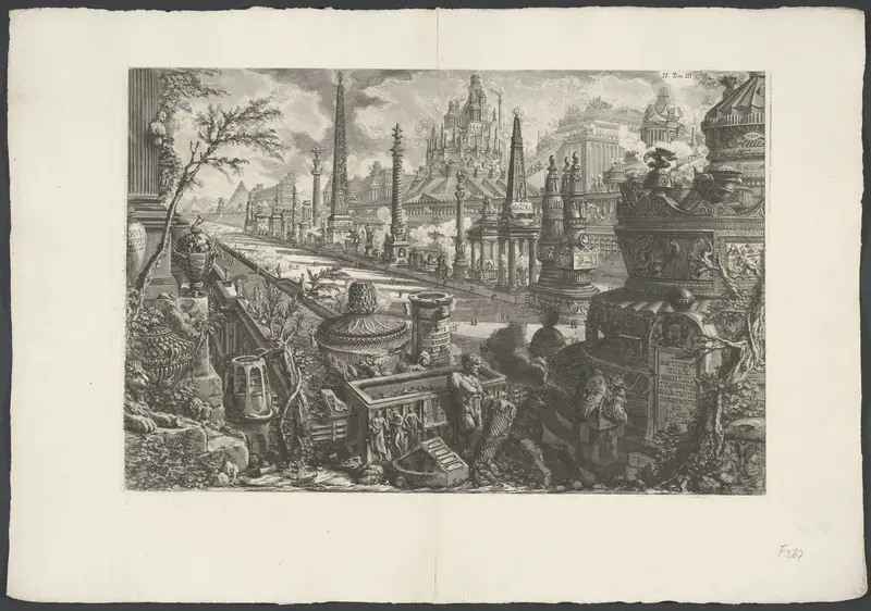 Frontispice met een voorstelling van het Circus van Mars langs de Via Appia Antica Wall Art by Unknown - High-Resolution Digital Print