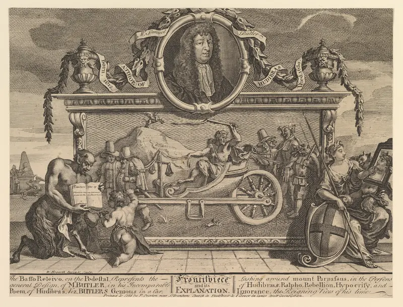 Frontispiece and Its Explanation: Twelve Large Illustrations for Samuel Butler's Hudibras, Plate 1 Wall Art by William Hogarth - High-Resolution Digital Print