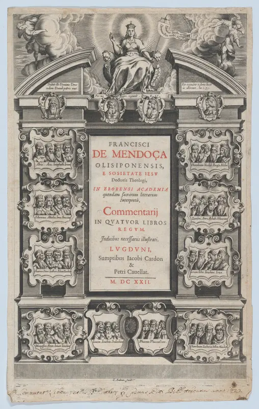 Frontispiece for "Commentarij in Quator Libros Regum" by F. de Monoça Wall Art by Charles Audran - High-Resolution Digital Print