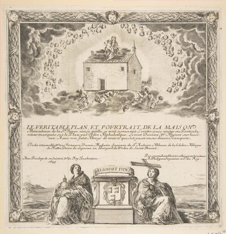 Frontispiece for Le Véritable Plan et Pourtrait de la Maison de la Ste. Vierge Wall Art by Stefano della Bella - High-Resolution Digital Print