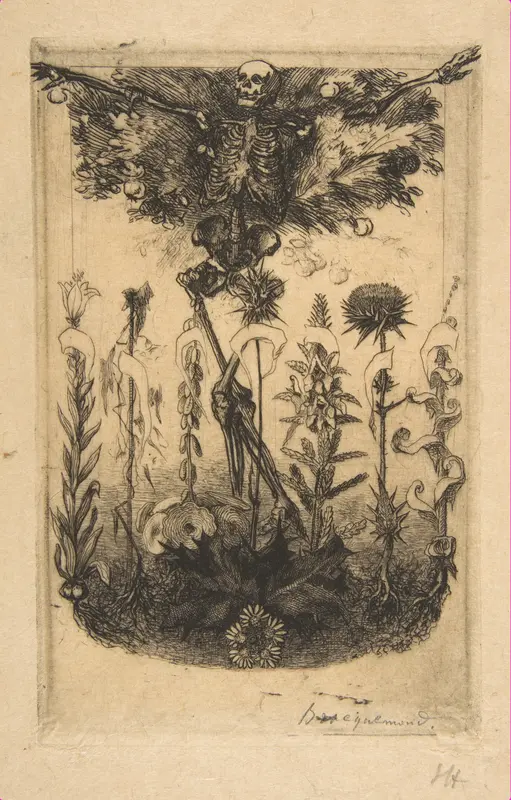 Frontispiece for "Les Fleurs du Mal" Wall Art by Félix Bracquemond - High-Resolution Digital Print
