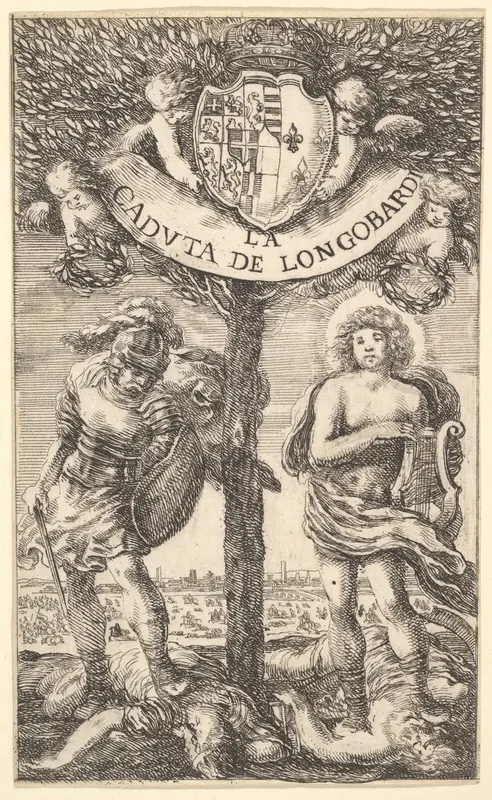 Frontispiece for "The Fall of Longobardi" (La Caduta de' Longobardi) Wall Art by Stefano della Bella - High-Resolution Digital Print