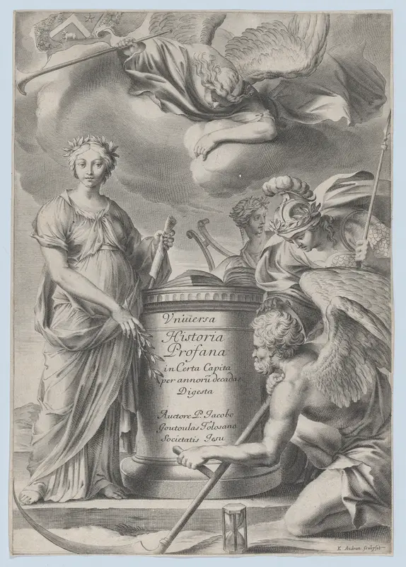 Frontispiece for Vnuiersa Historia Profana Wall Art by Charles Audran - High-Resolution Digital Print