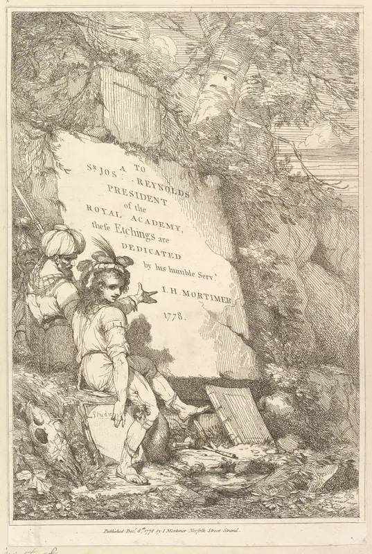 Frontispiece, from "Fifteen Etchings Dedicated to Sir Joshua Reynolds" Wall Art by John Hamilton Mortimer - High-Resolution Digital Print