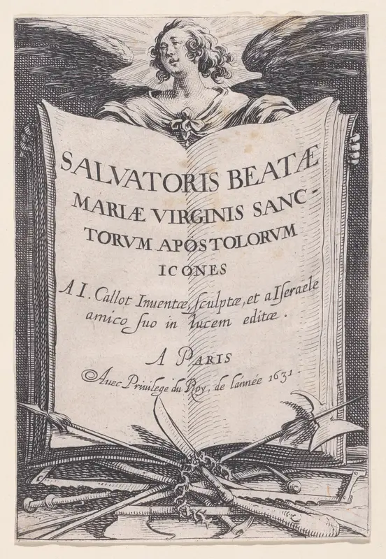 Frontispiece, from "Les Grands Apôtres Debout, Représentant Le Sauveur, La Bienheureuse Marie et Les Saints Apôtres" (The Large Standing Apostles, Representing The Savior, The Blessed Mary and The Apostles) Wall Art by Jacques Callot - High-Resolution Digital Print