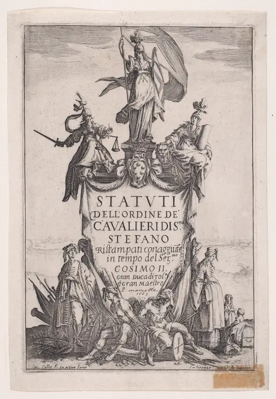Frontispiece, from "Statuti dell'Ordine de' Cavalieri di S.to Stefano" (Statutes of the Knights of the Order of St. Stephen) Wall Art by Jacques Callot - High-Resolution Digital Print