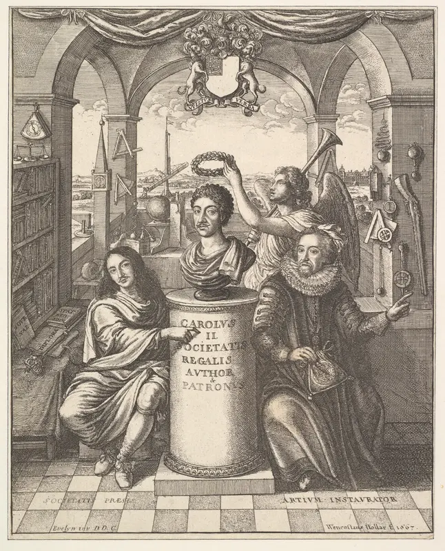 Frontispiece from Thomas Sprat's "The History of the Royal Society of London" Wall Art by Wenceslaus Hollar - High-Resolution Digital Print