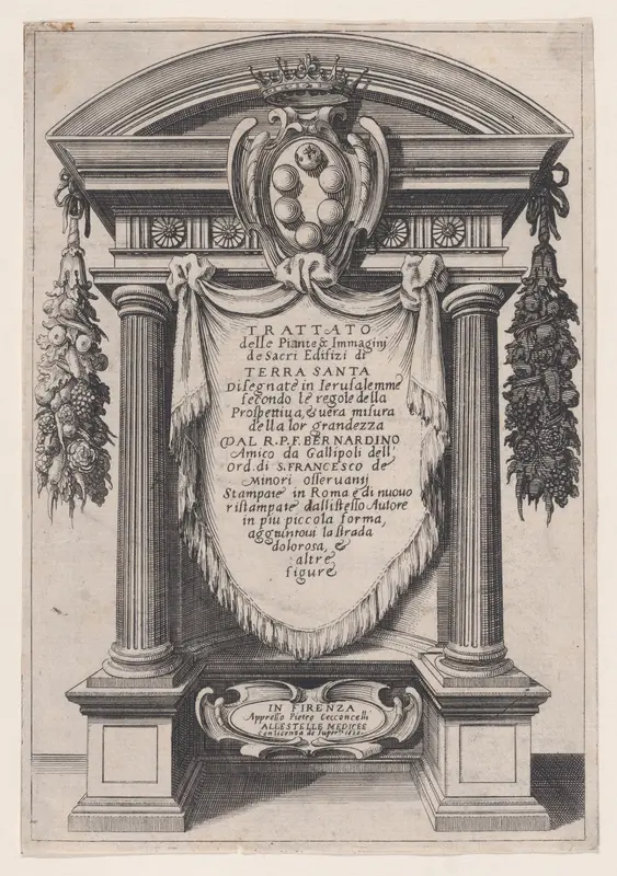 Frontispiece, from "Trattato delle Piante & Immagini de Sacri Edifizi di Terra Santa" (Treatise of the Plans & Images of the Sacred Buildings of the Holy Land) Wall Art by Jacques Callot - High-Resolution Digital Print
