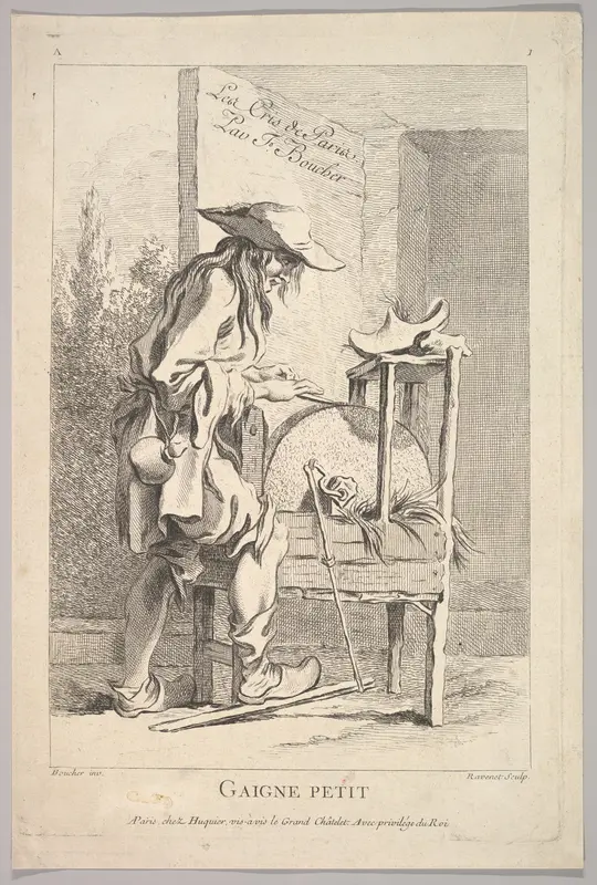 Frontispiece: Gaigne Petit, plate 1 from "Le Cris de Paris" (The Cries of Paris) Wall Art by Simon Francis Ravenet, the elder - High-Resolution Digital Print