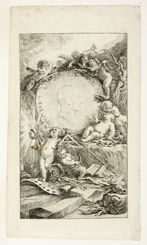 Frontispiece, plate one from Recueil de Poésies de Sedaine Wall Art by Gabriel Jacques de Saint-Aubin - High-Resolution Digital Print