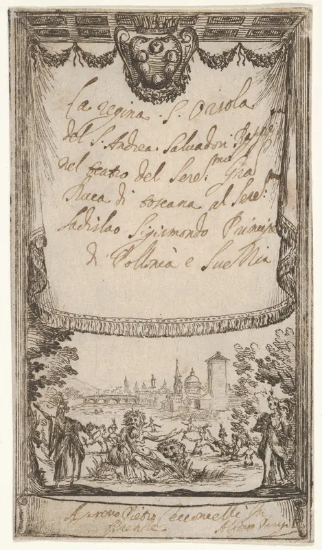 Frontispiece: Queenly St. Ursula (La Regina Sant'Orsola), from a series of prints for the performance of the St. Ursula tragedy by Alfonso Parigi - High-Resolution Digital Print