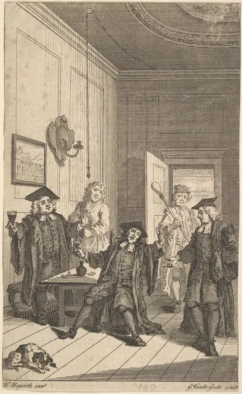 Frontispiece to "The Humours of Oxford" Wall Art by Gerard Vandergucht - High-Resolution Digital Print