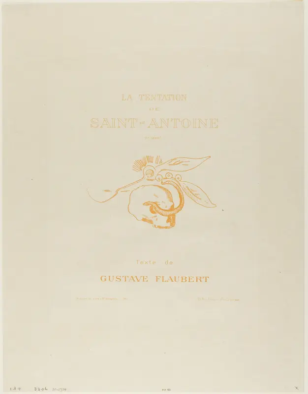 Frontispiece/Title Plate for the Tentation de St. Antoine